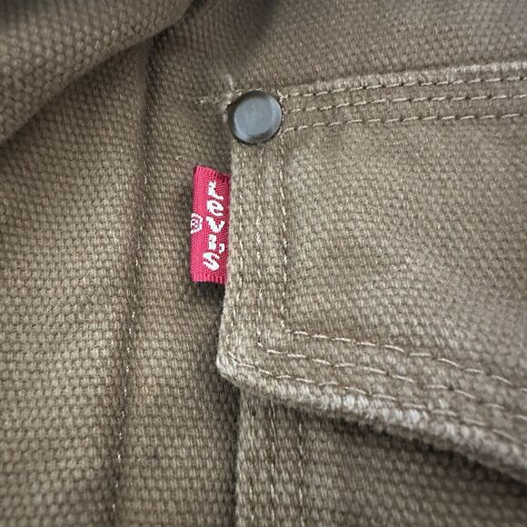 Levis Trucker Jacket Mens Small Brown Cotton Twill Full Zip Quilted Lined - Picture 4 of 16